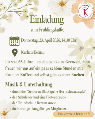 Veranstaltungsflyer Fr�hlingskaffee Frauenverein Bernau am 23. April 2026